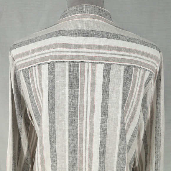 Jones NY Jacket Womens Medium Ivory Gray Linen Blend Mandarin Collar Blazer - Picture 10 of 16